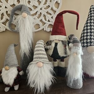 Festive Gnome Set with Red and Gray Accents